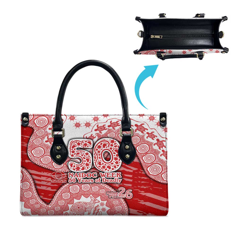 Gold Coast Suns NAIDOC Week 2026 Leather Bag Australian Aboriginal Dot Art Dreamtime Pattern Style