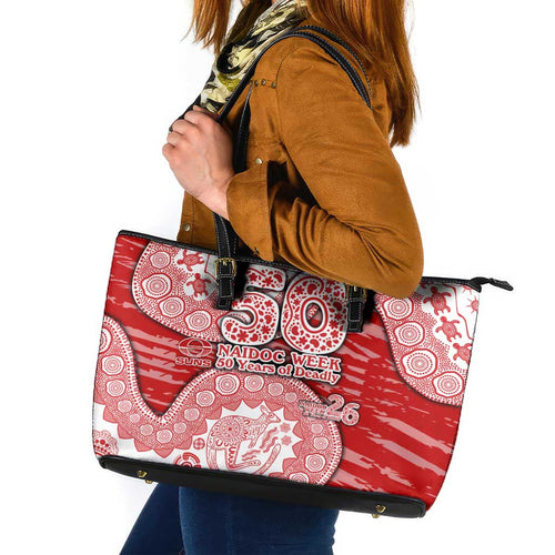 Gold Coast Suns NAIDOC Week 2026 Leather Tote Bag Australian Aboriginal Dot Art Dreamtime Pattern Style