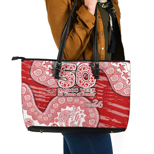 Gold Coast Suns NAIDOC Week 2026 Leather Tote Bag Australian Aboriginal Dot Art Dreamtime Pattern Style