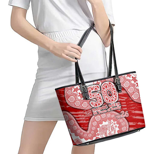 Gold Coast Suns NAIDOC Week 2026 Leather Tote Bag Australian Aboriginal Dot Art Dreamtime Pattern Style