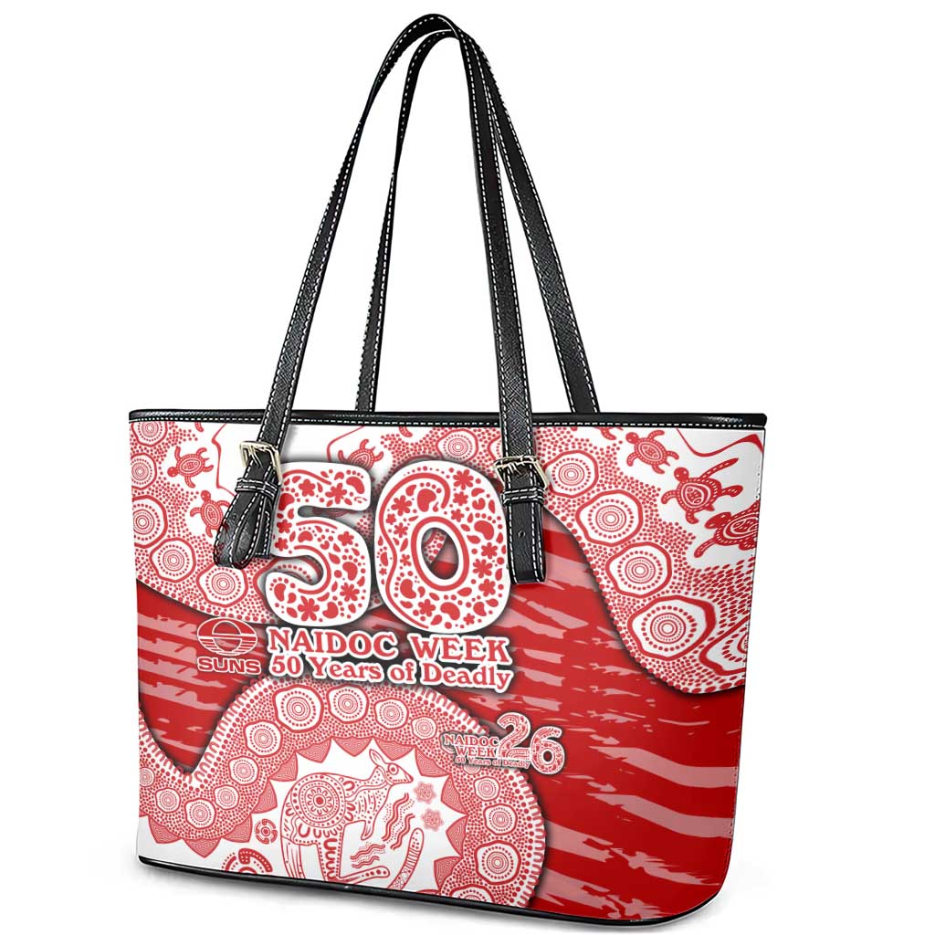 Gold Coast Suns NAIDOC Week 2026 Leather Tote Bag Australian Aboriginal Dot Art Dreamtime Pattern Style