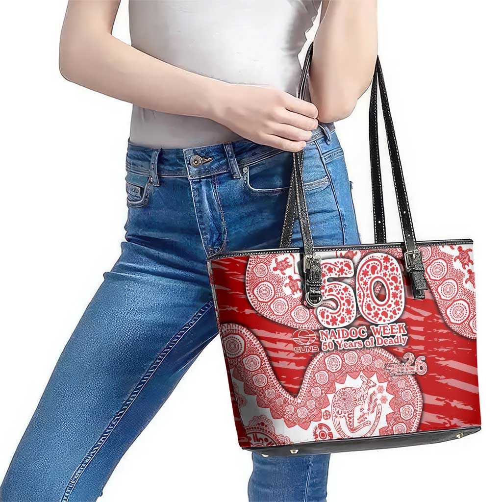 Gold Coast Suns NAIDOC Week 2026 Leather Tote Bag Australian Aboriginal Dot Art Dreamtime Pattern Style