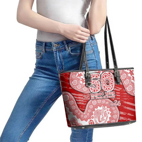 Gold Coast Suns NAIDOC Week 2026 Leather Tote Bag Australian Aboriginal Dot Art Dreamtime Pattern Style