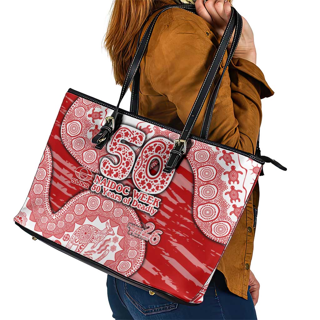 Gold Coast Suns NAIDOC Week 2026 Leather Tote Bag Australian Aboriginal Dot Art Dreamtime Pattern Style