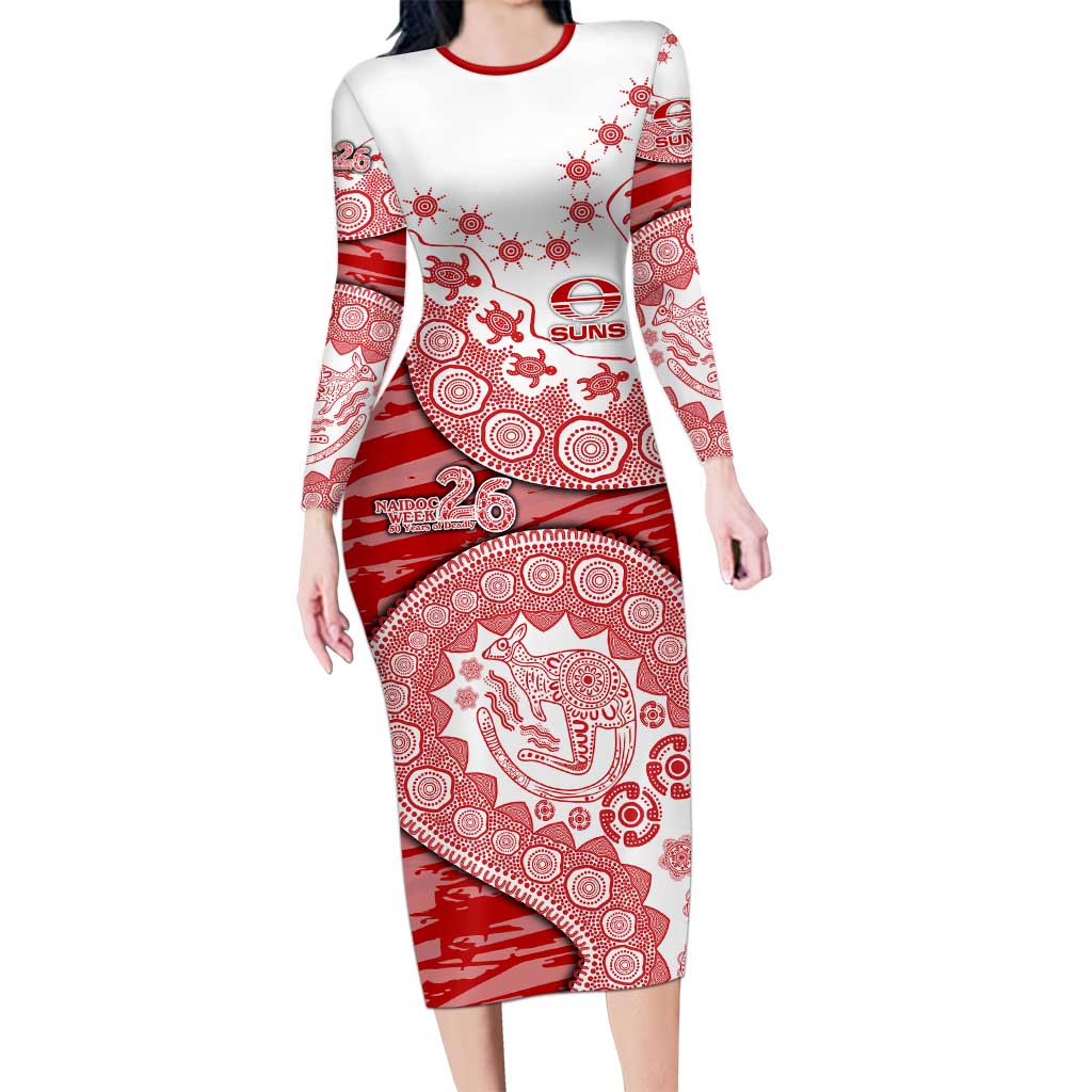 Gold Coast Suns NAIDOC Week 2026 Long Sleeve Bodycon Dress Australian Aboriginal Dot Art Dreamtime Pattern Style