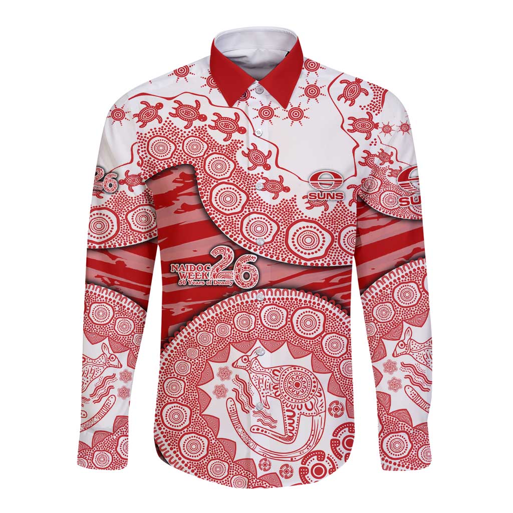 Gold Coast Suns NAIDOC Week 2026 Long Sleeve Button Shirt Australian Aboriginal Dot Art Dreamtime Pattern Style