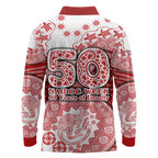 Gold Coast Suns NAIDOC Week 2026 Long Sleeve Polo Shirt Australian Aboriginal Dot Art Dreamtime Pattern Style