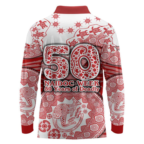Gold Coast Suns NAIDOC Week 2026 Long Sleeve Polo Shirt Australian Aboriginal Dot Art Dreamtime Pattern Style