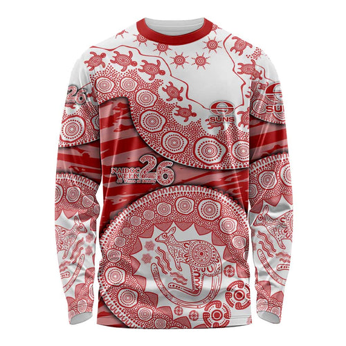 Gold Coast Suns NAIDOC Week 2026 Long Sleeve Shirt Australian Aboriginal Dot Art Dreamtime Pattern Style