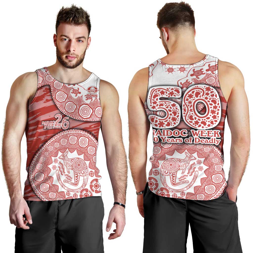 Gold Coast Suns NAIDOC Week 2026 Men Tank Top Australian Aboriginal Dot Art Dreamtime Pattern Style