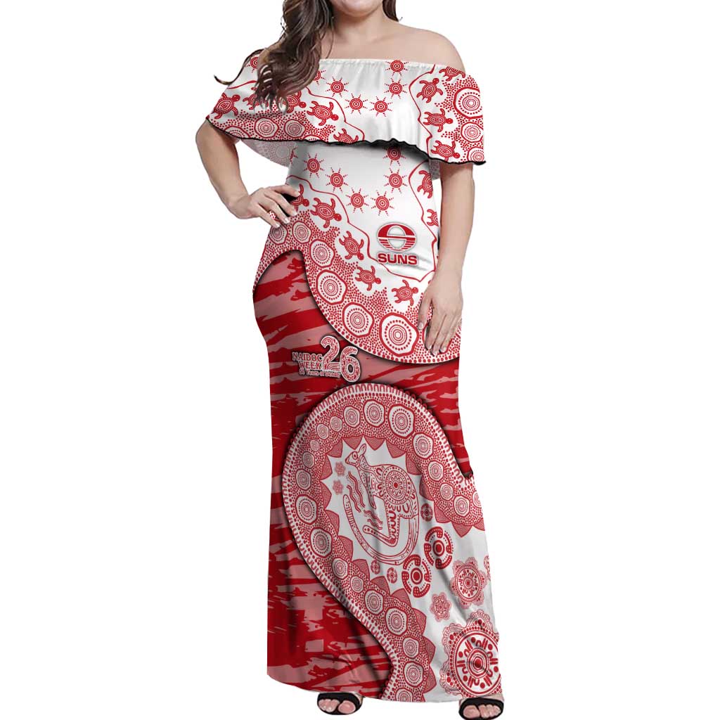 Gold Coast Suns NAIDOC Week 2026 Off Shoulder Maxi Dress Australian Aboriginal Dot Art Dreamtime Pattern Style