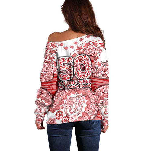 Gold Coast Suns NAIDOC Week 2026 Off Shoulder Sweater Australian Aboriginal Dot Art Dreamtime Pattern Style