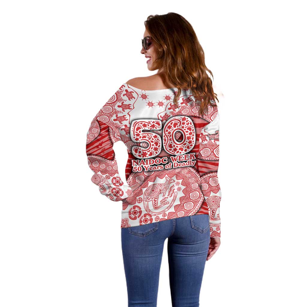 Gold Coast Suns NAIDOC Week 2026 Off Shoulder Sweater Australian Aboriginal Dot Art Dreamtime Pattern Style