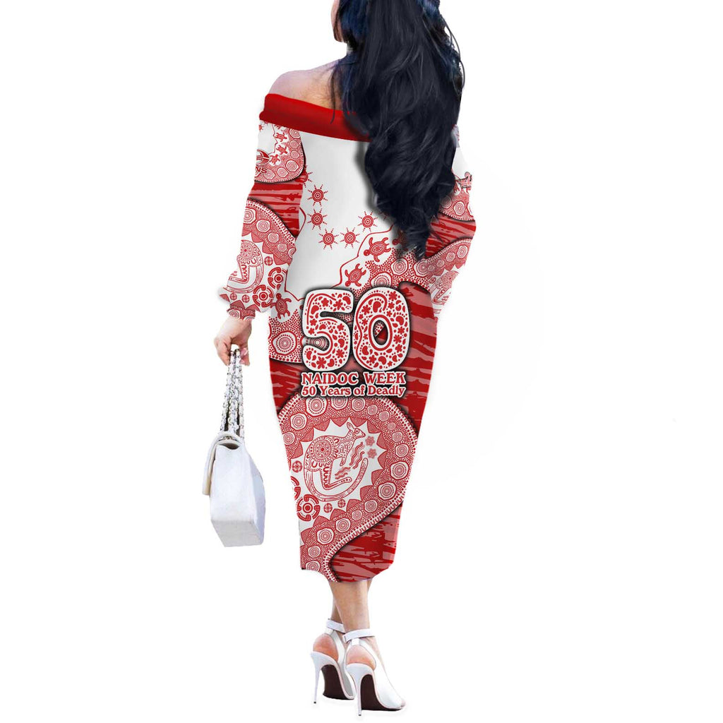 Gold Coast Suns NAIDOC Week 2026 Off The Shoulder Long Sleeve Dress Australian Aboriginal Dot Art Dreamtime Pattern Style