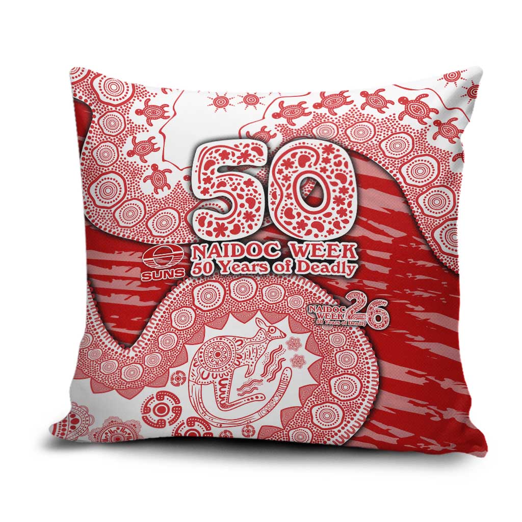 Gold Coast Suns NAIDOC Week 2026 Pillow Cover Australian Aboriginal Dot Art Dreamtime Pattern Style