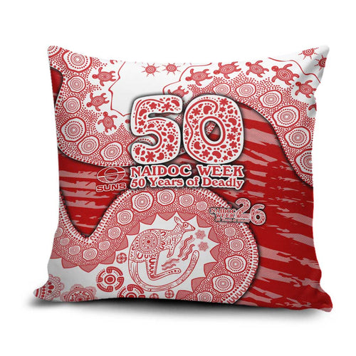 Gold Coast Suns NAIDOC Week 2026 Pillow Cover Australian Aboriginal Dot Art Dreamtime Pattern Style