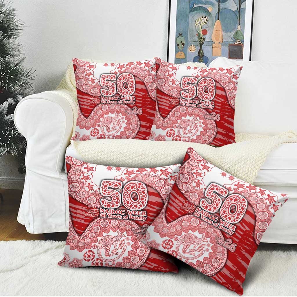 Gold Coast Suns NAIDOC Week 2026 Pillow Cover Australian Aboriginal Dot Art Dreamtime Pattern Style