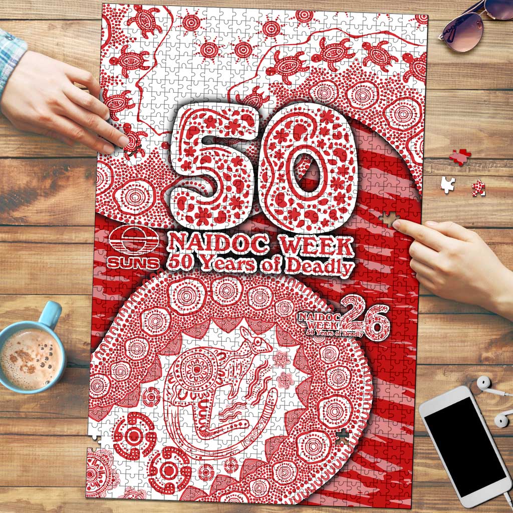 Gold Coast Suns NAIDOC Week 2026 Puzzle Australian Aboriginal Dot Art Dreamtime Pattern Style