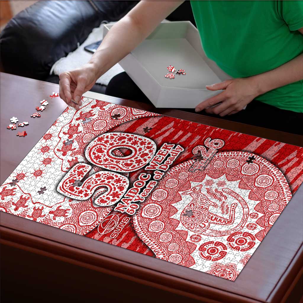Gold Coast Suns NAIDOC Week 2026 Puzzle Australian Aboriginal Dot Art Dreamtime Pattern Style