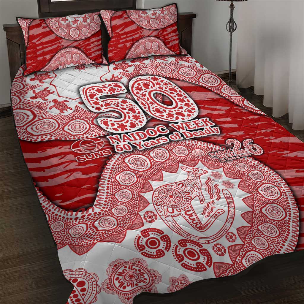 Gold Coast Suns NAIDOC Week 2026 Quilt Bed Set Australian Aboriginal Dot Art Dreamtime Pattern Style