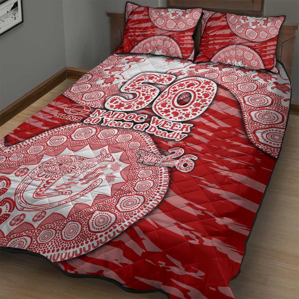 Gold Coast Suns NAIDOC Week 2026 Quilt Bed Set Australian Aboriginal Dot Art Dreamtime Pattern Style