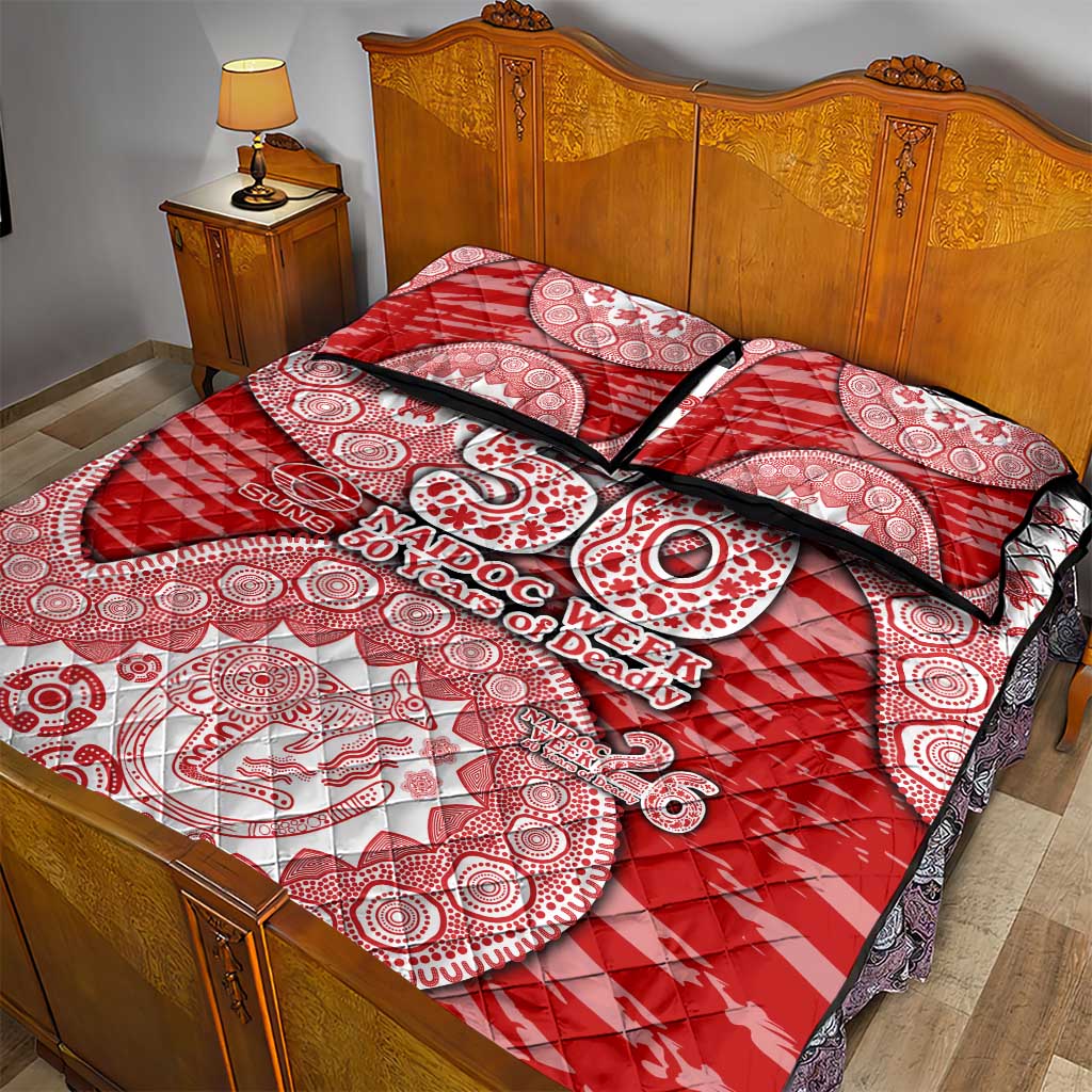 Gold Coast Suns NAIDOC Week 2026 Quilt Bed Set Australian Aboriginal Dot Art Dreamtime Pattern Style