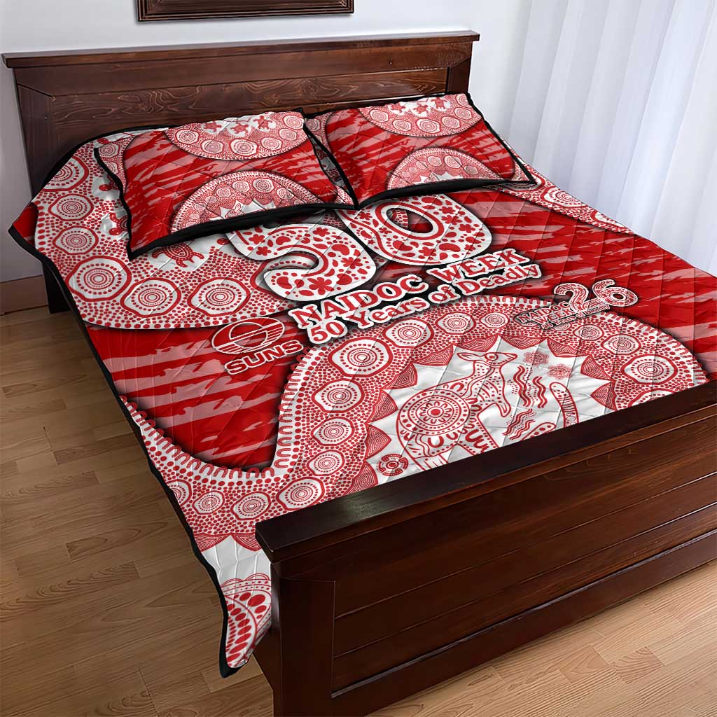 Gold Coast Suns NAIDOC Week 2026 Quilt Bed Set Australian Aboriginal Dot Art Dreamtime Pattern Style