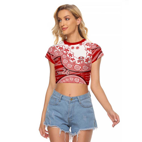 Gold Coast Suns NAIDOC Week 2026 Raglan Cropped T Shirt Australian Aboriginal Dot Art Dreamtime Pattern Style