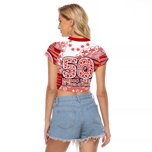 Gold Coast Suns NAIDOC Week 2026 Raglan Cropped T Shirt Australian Aboriginal Dot Art Dreamtime Pattern Style
