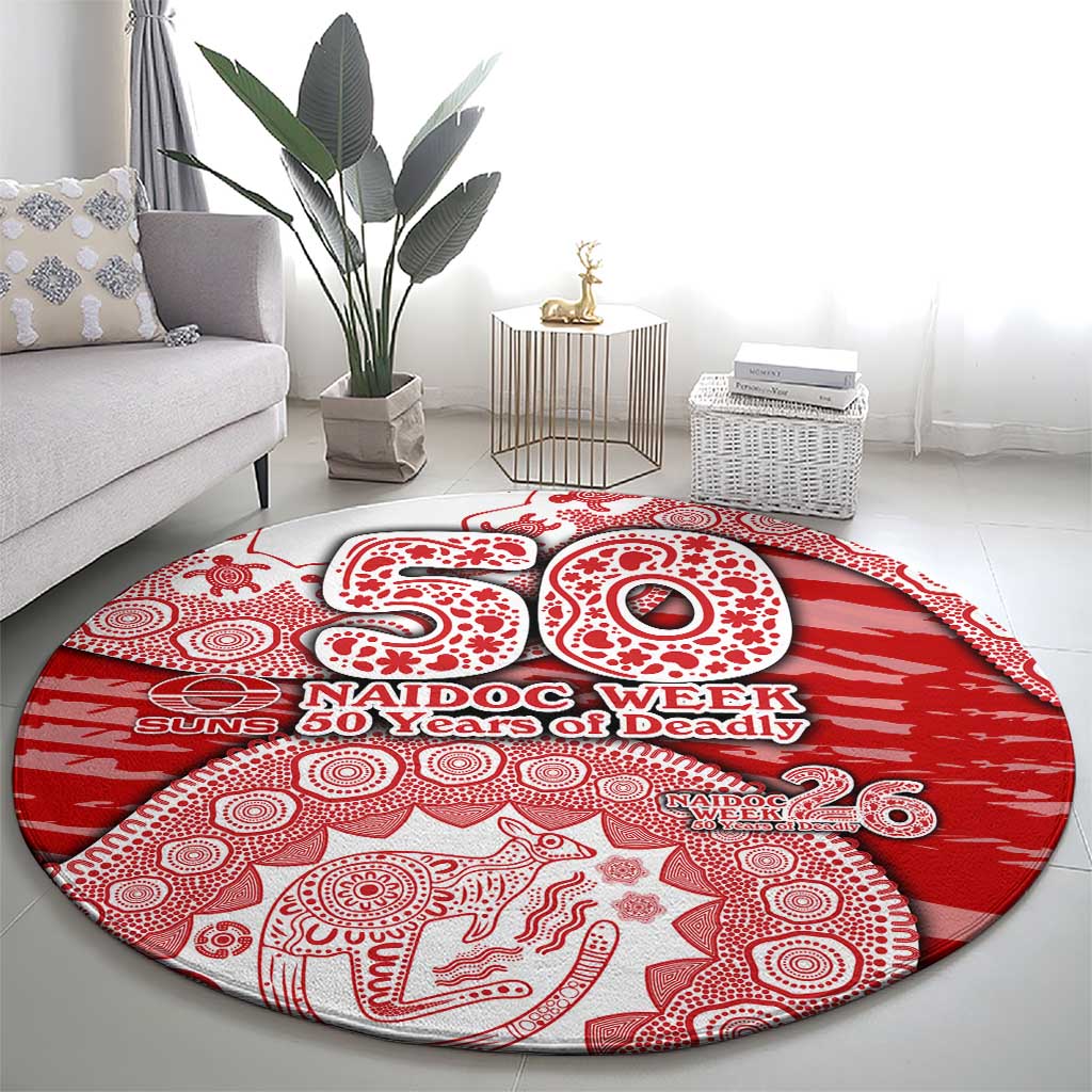 Gold Coast Suns NAIDOC Week 2026 Round Carpet Australian Aboriginal Dot Art Dreamtime Pattern Style
