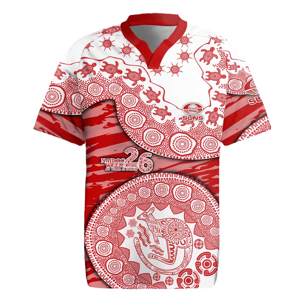 Gold Coast Suns NAIDOC Week 2026 Rugby Jersey Australian Aboriginal Dot Art Dreamtime Pattern Style