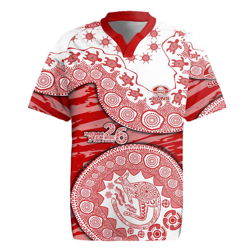 Gold Coast Suns NAIDOC Week 2026 Rugby Jersey Australian Aboriginal Dot Art Dreamtime Pattern Style