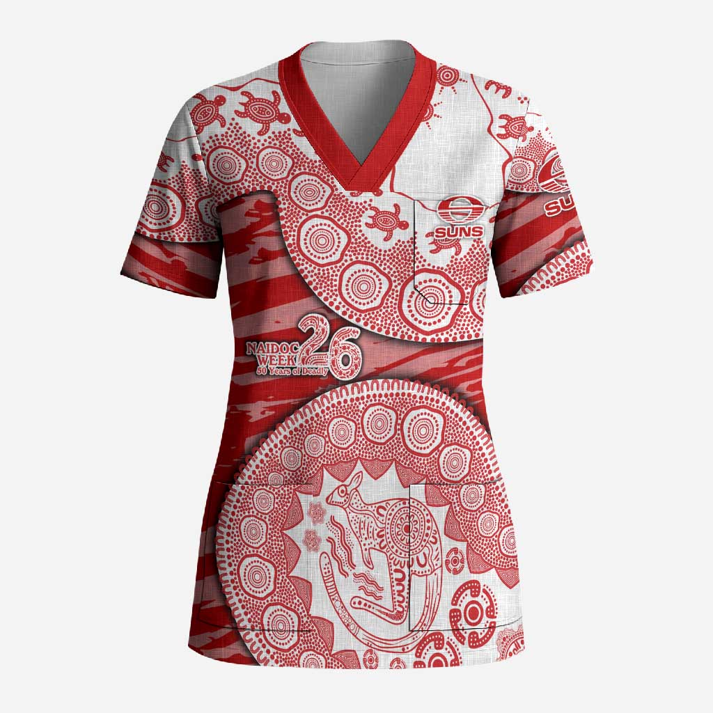 Gold Coast Suns NAIDOC Week 2026 Scrub Top Australian Aboriginal Dot Art Dreamtime Pattern Style