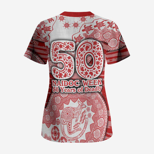 Gold Coast Suns NAIDOC Week 2026 Scrub Top Australian Aboriginal Dot Art Dreamtime Pattern Style