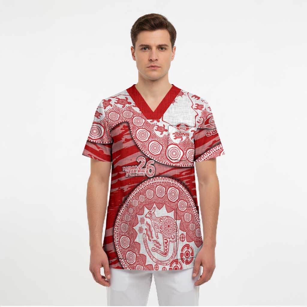 Gold Coast Suns NAIDOC Week 2026 Scrub Top Australian Aboriginal Dot Art Dreamtime Pattern Style