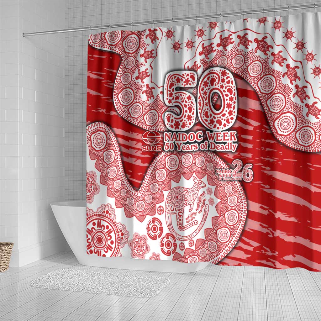 Gold Coast Suns NAIDOC Week 2026 Shower Curtain Australian Aboriginal Dot Art Dreamtime Pattern Style