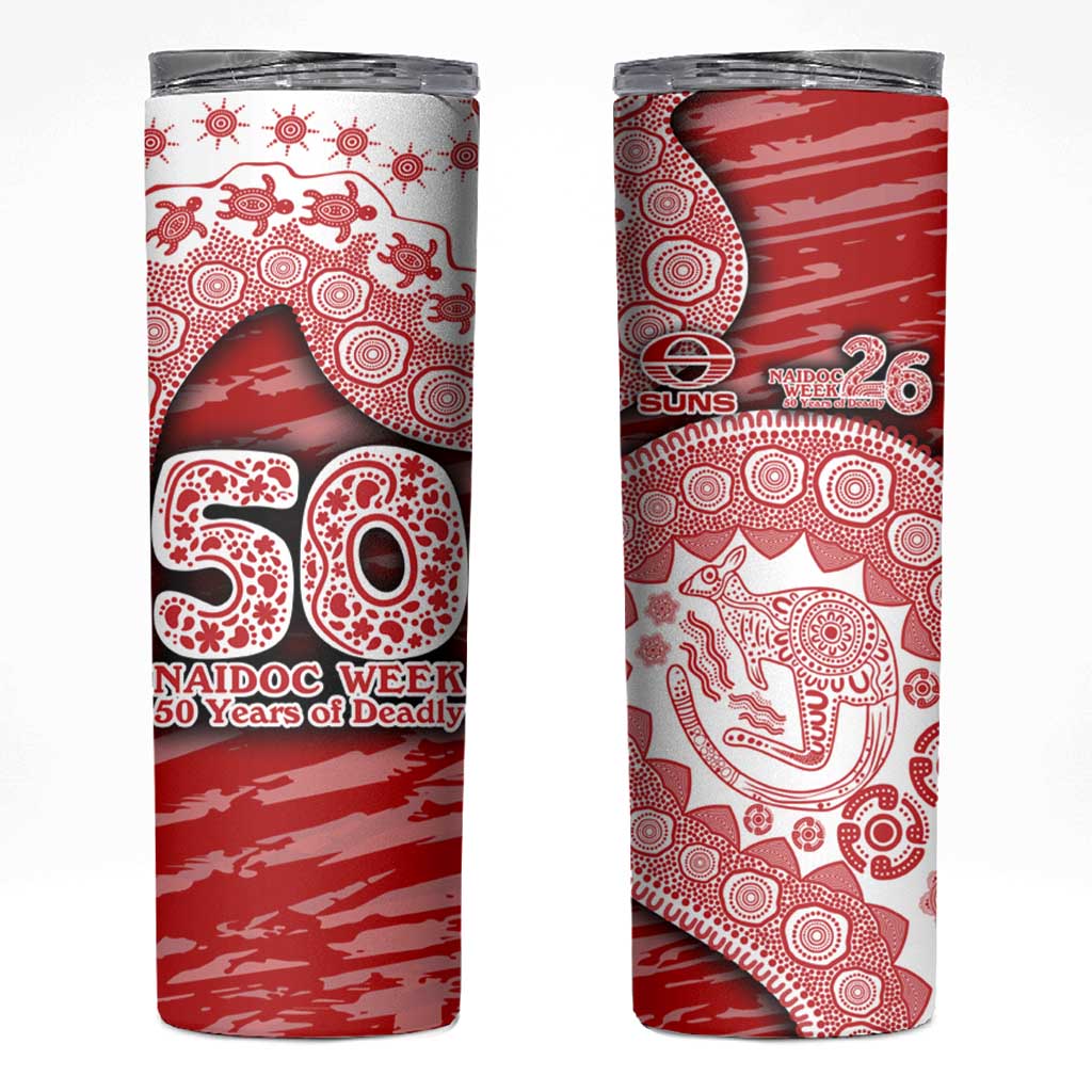 Gold Coast Suns NAIDOC Week 2026 Skinny Tumbler Australian Aboriginal Dot Art Dreamtime Pattern Style