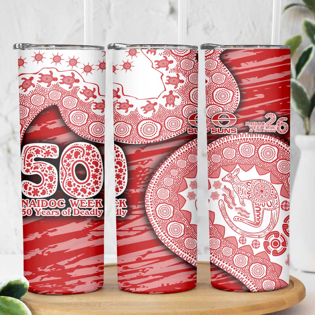 Gold Coast Suns NAIDOC Week 2026 Skinny Tumbler Australian Aboriginal Dot Art Dreamtime Pattern Style