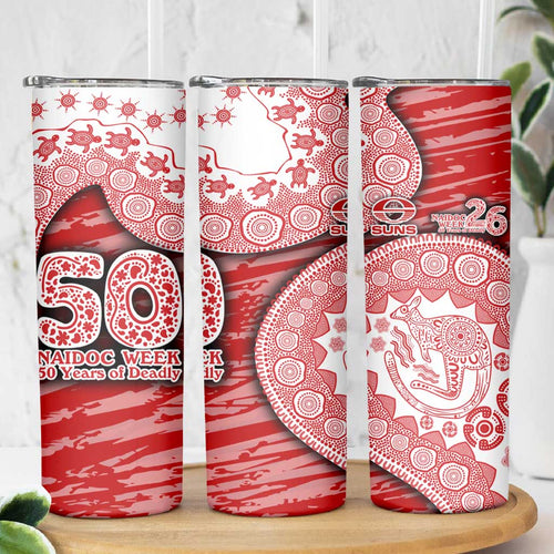 Gold Coast Suns NAIDOC Week 2026 Skinny Tumbler Australian Aboriginal Dot Art Dreamtime Pattern Style