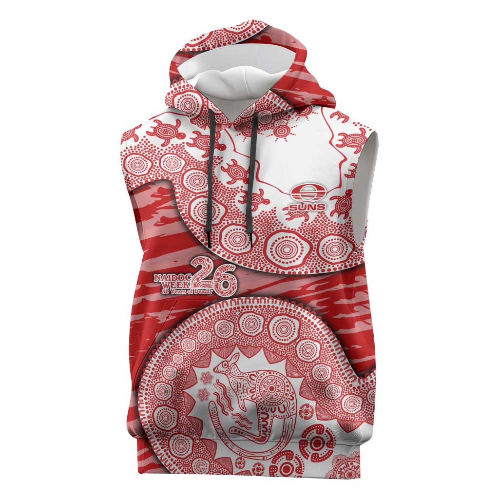 Gold Coast Suns NAIDOC Week 2026 Sleeveless Hoodie Australian Aboriginal Dot Art Dreamtime Pattern Style