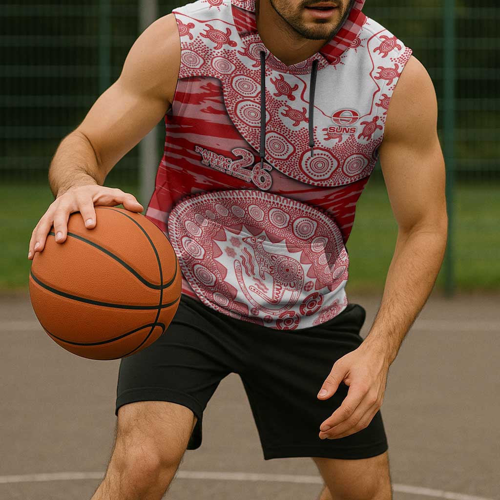 Gold Coast Suns NAIDOC Week 2026 Sleeveless Hoodie Australian Aboriginal Dot Art Dreamtime Pattern Style