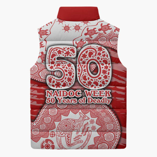 Gold Coast Suns NAIDOC Week 2026 Sleeveless Puffer Jacket Australian Aboriginal Dot Art Dreamtime Pattern Style