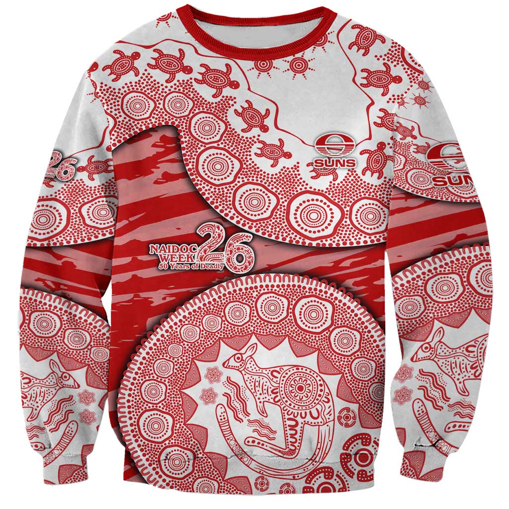 Gold Coast Suns NAIDOC Week 2026 Sweatshirt Australian Aboriginal Dot Art Dreamtime Pattern Style