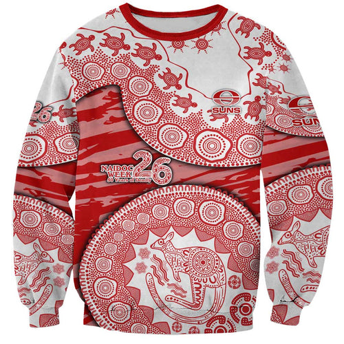 Gold Coast Suns NAIDOC Week 2026 Sweatshirt Australian Aboriginal Dot Art Dreamtime Pattern Style