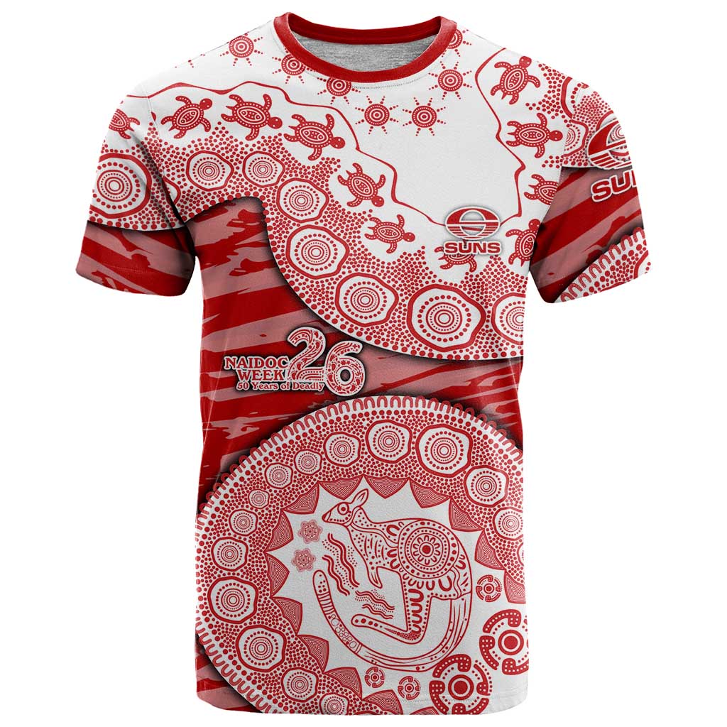 Gold Coast Suns NAIDOC Week 2026 T Shirt Australian Aboriginal Dot Art Dreamtime Pattern Style