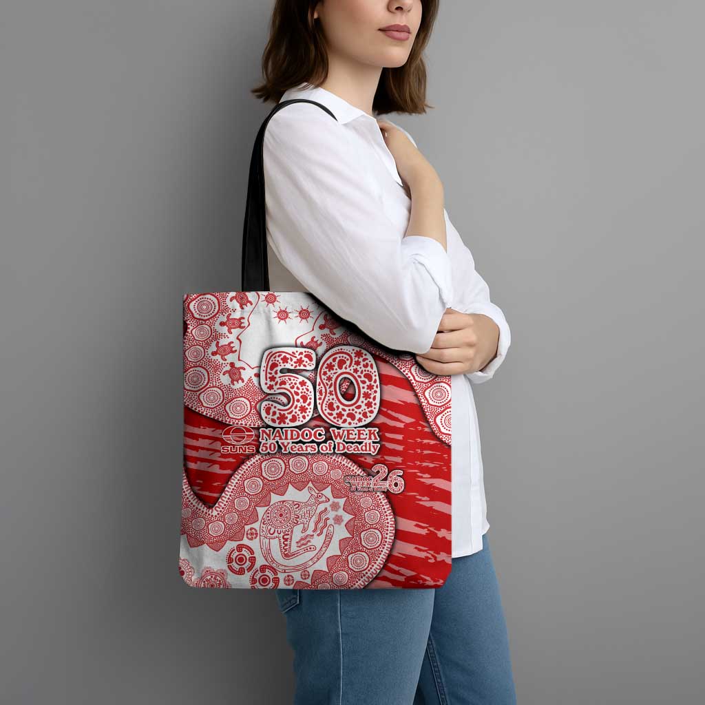 Gold Coast Suns NAIDOC Week 2026 Tote Bag Australian Aboriginal Dot Art Dreamtime Pattern Style
