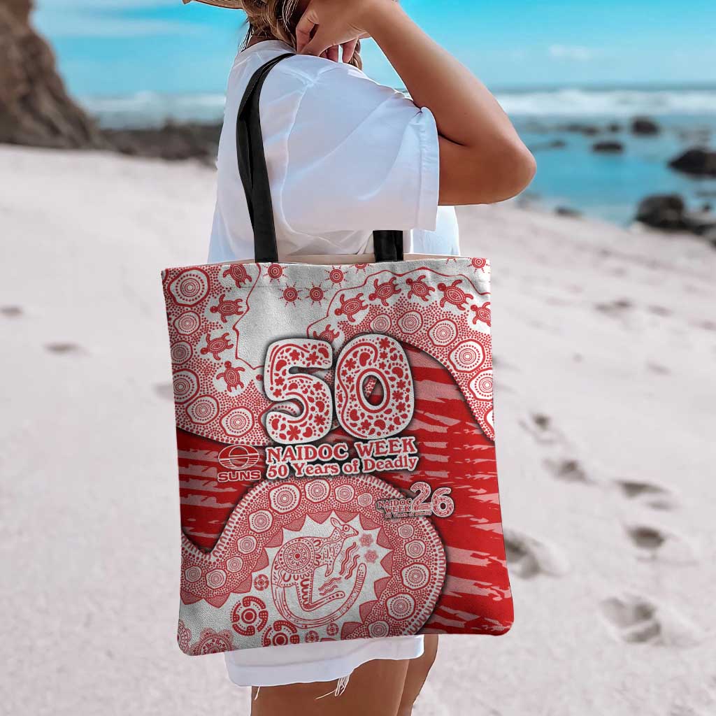 Gold Coast Suns NAIDOC Week 2026 Tote Bag Australian Aboriginal Dot Art Dreamtime Pattern Style