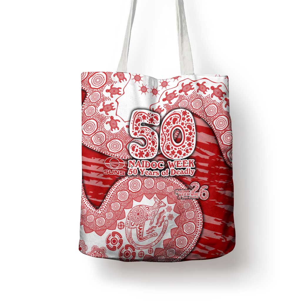 Gold Coast Suns NAIDOC Week 2026 Tote Bag Australian Aboriginal Dot Art Dreamtime Pattern Style