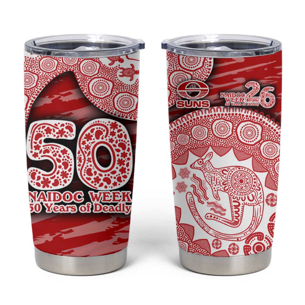Gold Coast Suns NAIDOC Week 2026 Tumbler Cup Australian Aboriginal Dot Art Dreamtime Pattern Style