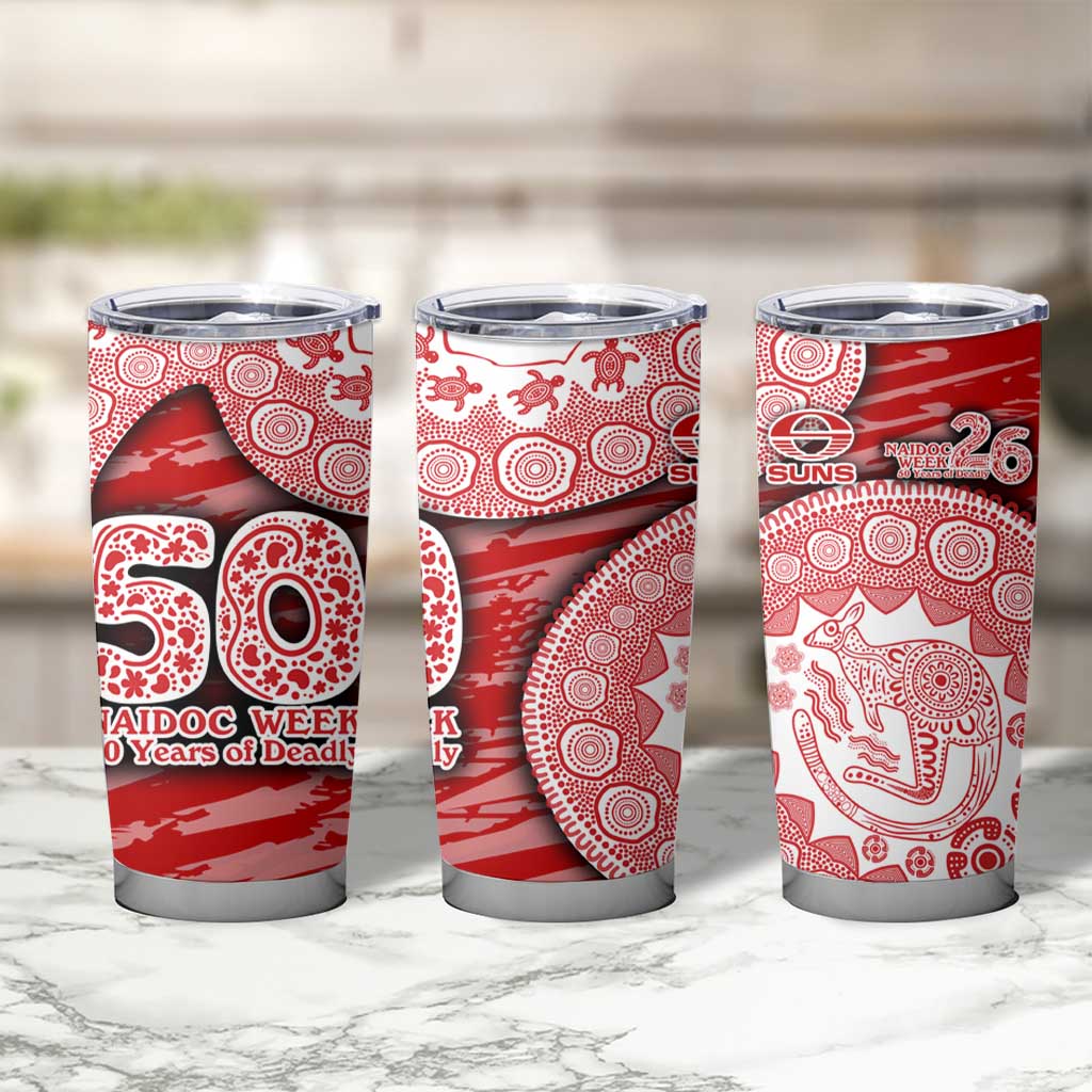 Gold Coast Suns NAIDOC Week 2026 Tumbler Cup Australian Aboriginal Dot Art Dreamtime Pattern Style